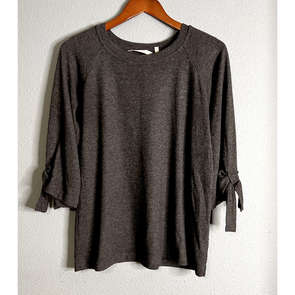 Soft Surroundings Womens XS Sweater Tunic 3/4 Bow Sleeves Minimalist Casual BOHO